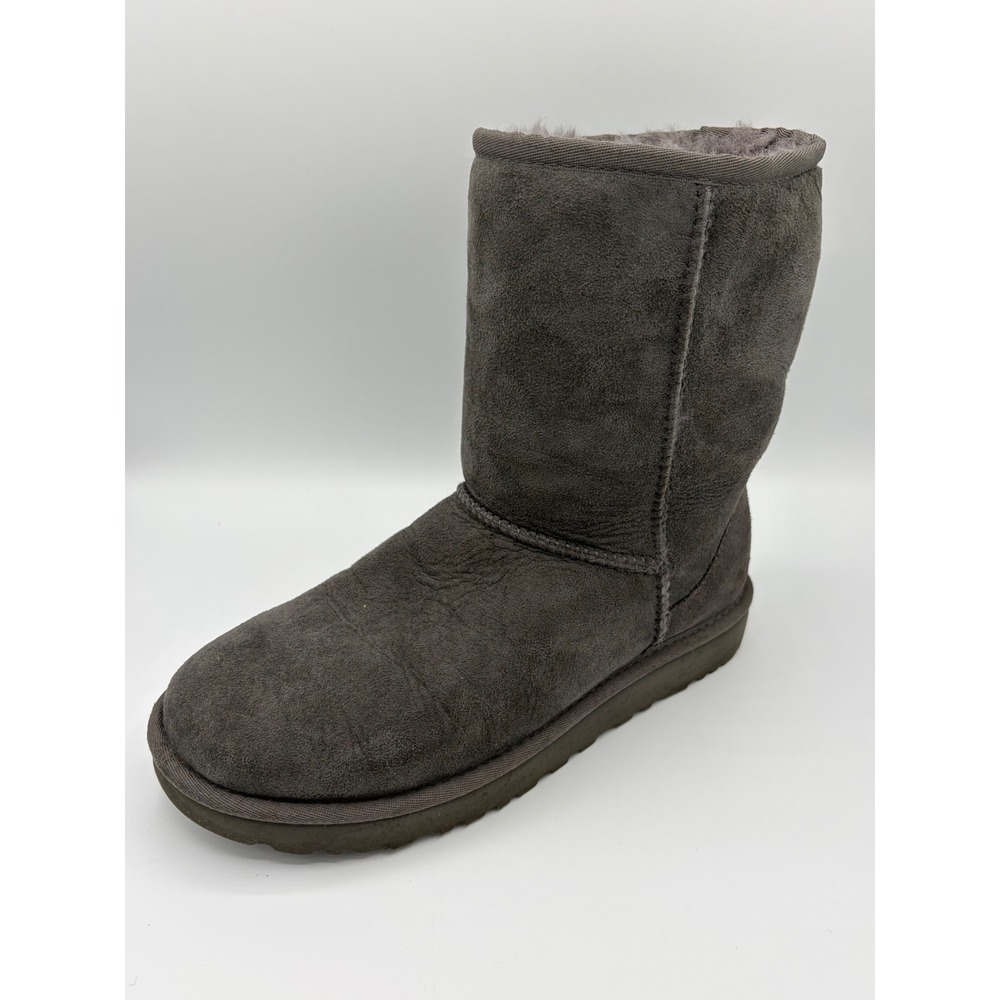 UGG SINGLE Classic Short II Grey Suede Sheepskin Boots 1016222 Womens Size 7
